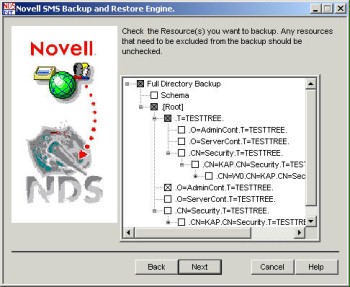 Novell SMS backup and restore engine